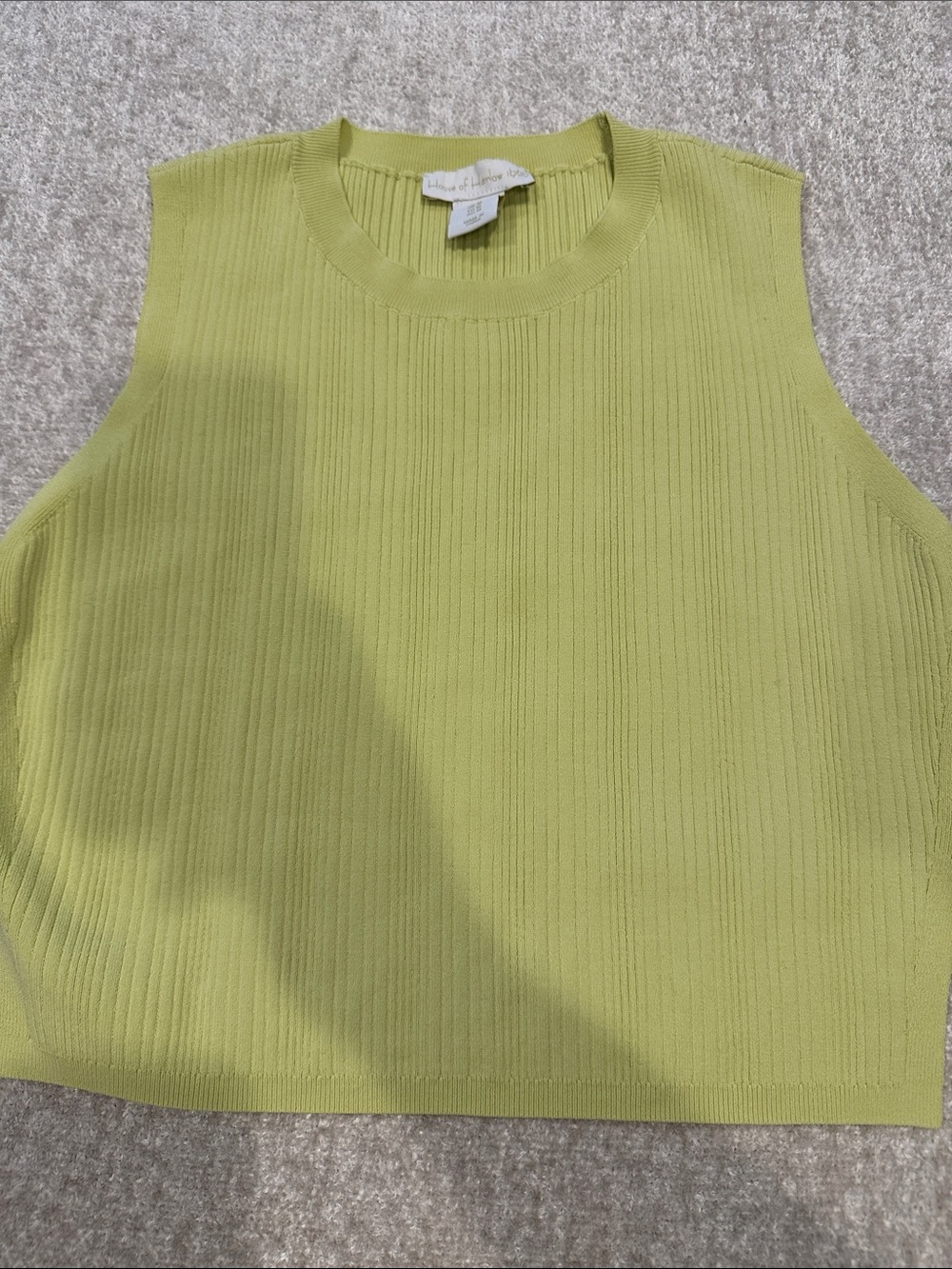 House of Harlow Washed Lemon Sleeveless Ribbed Knit Top